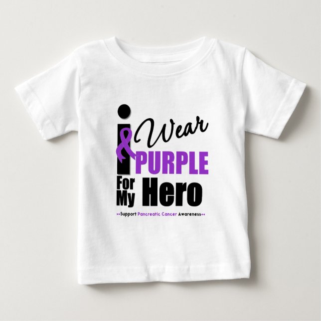 Camiseta Para Bebê Câncer de pâncreas eu visto o herói roxo da fita (Frente)