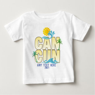 Camiseta Para Bebê Cancun Summer Vacing Beach Palm Trees Custom T-S