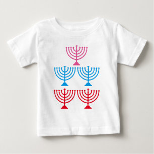 Camiseta Para Bebê Candelabro judaico da faísca de Menorah dos judeus