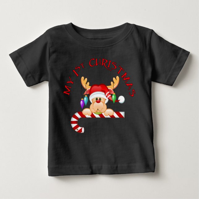 Camiseta Para Bebê Candy Cane 1rua Natal (Frente)