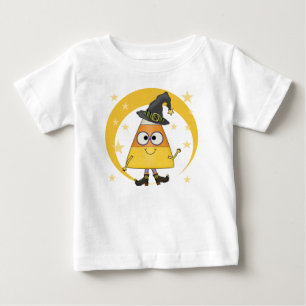 Camiseta Para Bebê Candy Corn Witch Halloween