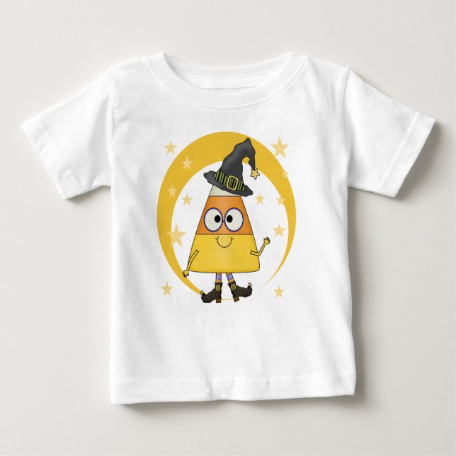 Camiseta Para Bebê Candy Corn Witch Halloween (Frente)