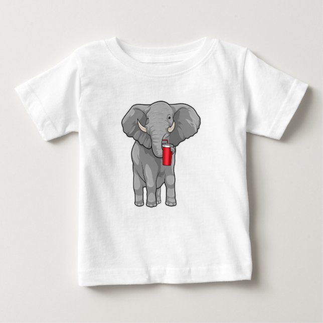 Camiseta Para Bebê Caneca de Bebendo elefante (Frente)