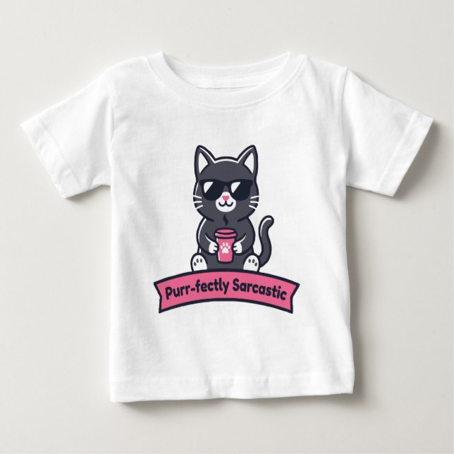 Camiseta Para Bebê Caneca de Gato Preto Personalizada Perfeitamente S (Frente)