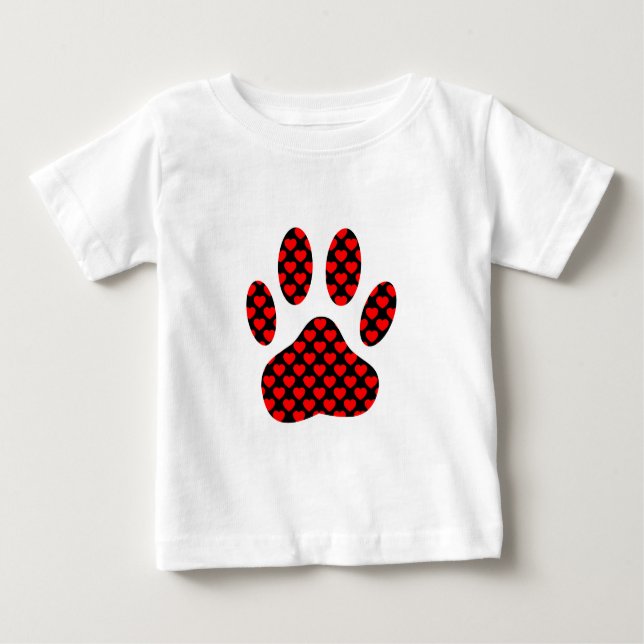 Camiseta Para Bebê Caneta De Cães Impressa Com Corações (Frente)
