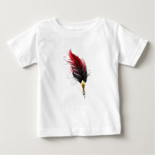 Camiseta Para Bebê Caneta pena vermelha com ponta de ouro