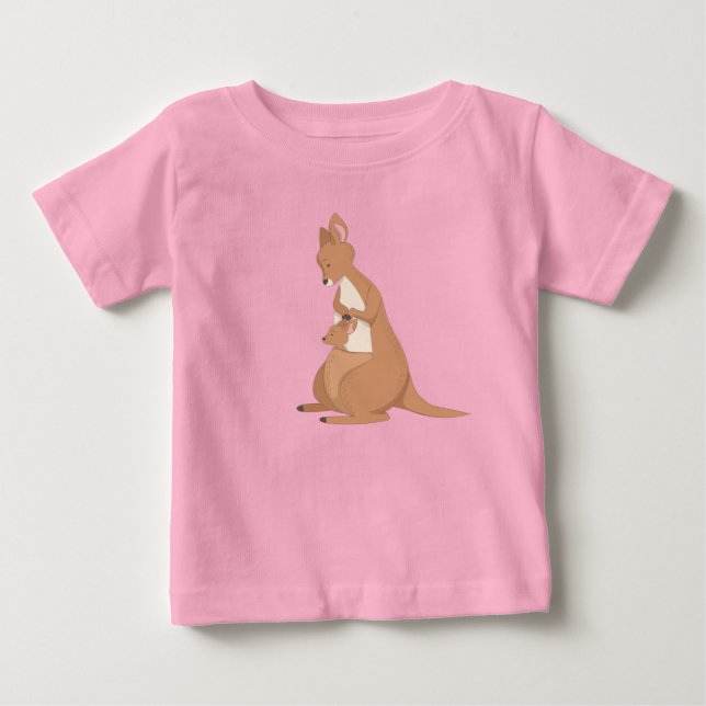 Camiseta Para Bebê Canguru Mãe Com Bebê (Frente)