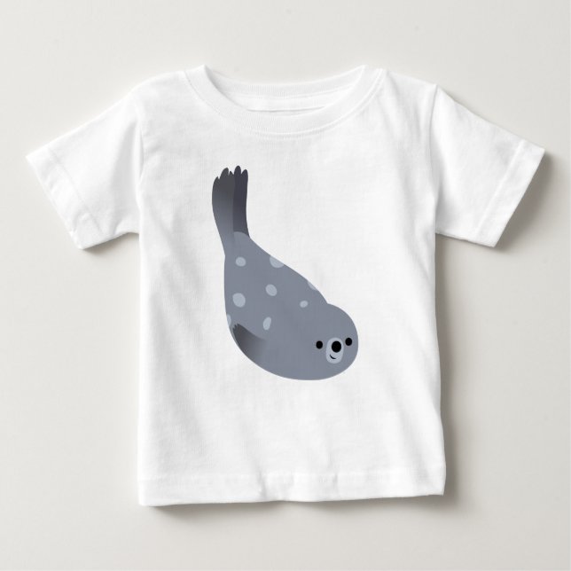 Camiseta Para Bebê Canteiro de Nadação em Cute Harbor Seal Baby T-Shi (Frente)
