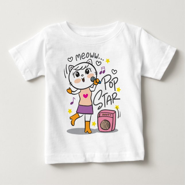 Camiseta Para Bebê Cantor de gato (Frente)