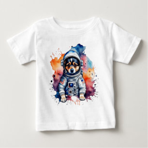 Camiseta Para Bebê Cão astronauta de animais giros
