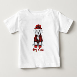 Camiseta Para Bebê cão bonitinho disfarçado escocês