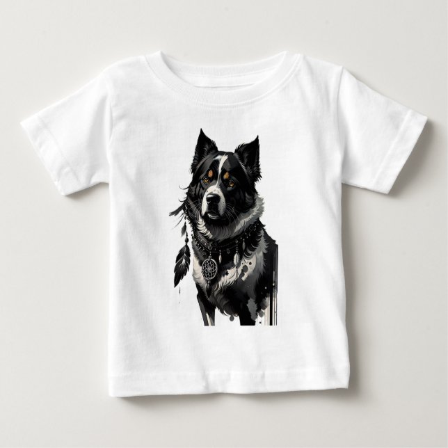 Camiseta Para Bebê cão, caçador de sonhos, amuleto, talismã, (Frente)