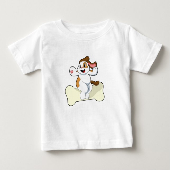 Camiseta Para Bebê Cão com Osso (Frente)