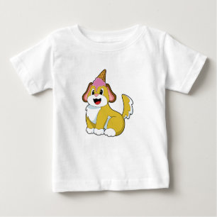 Camiseta Para Bebê Cão com sorvete de Waffle