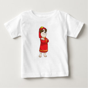 Camiseta Para Bebê Cão como Bombeiro com Capacete