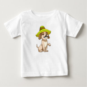 Camiseta Para Bebê Cão como mexicano com chapéu de palha