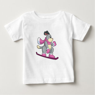 Camiseta Para Bebê Cão como Snowboarder com Sonowboard