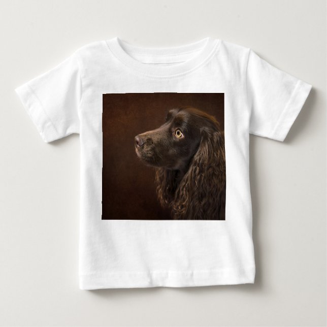 Camiseta Para Bebê Cão De Cabelo Castanho (Frente)