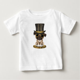 Camiseta Para Bebê Cão de filhote de cachorro bonito do Pug de