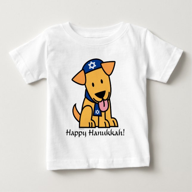 Camiseta Para Bebê Cão de filhote de cachorro judaico de Hanukkah (Frente)