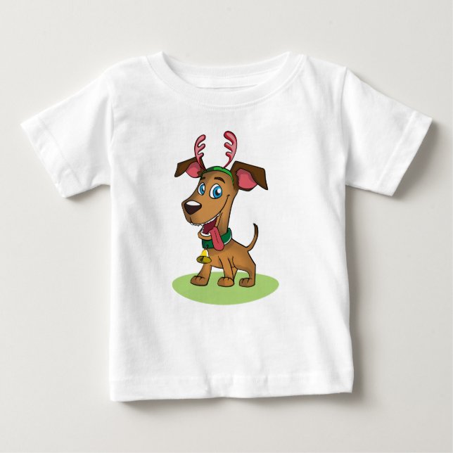 Camiseta Para Bebê Cão de Natal (Frente)