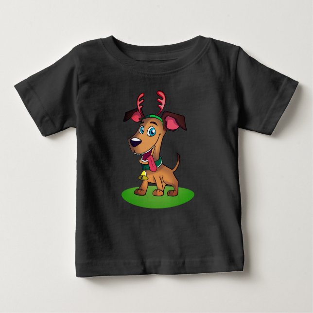 Camiseta Para Bebê Cão de Natal (Frente)