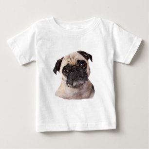 Camiseta Para Bebê cão pequeno bonito do pug