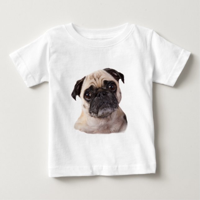 Camiseta Para Bebê cão pequeno bonito do pug (Frente)