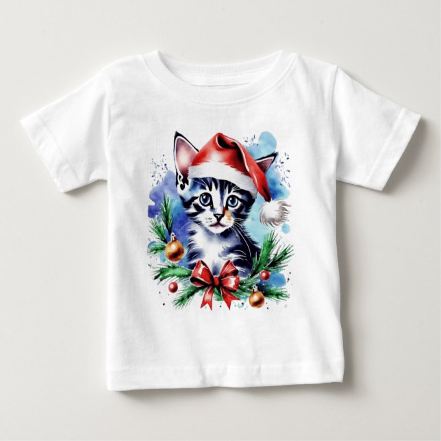 Camiseta Para Bebê Cãozinho bonitinho de Natal (Frente)