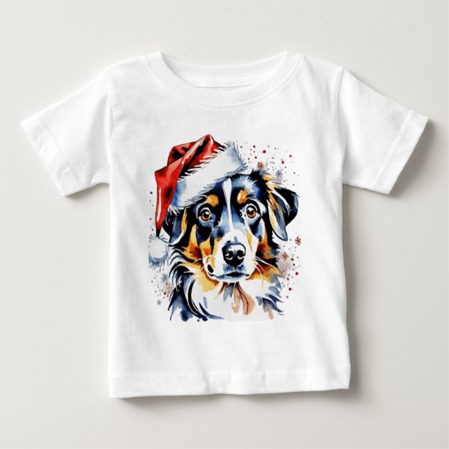 Camiseta Para Bebê Cãozinho bonitinho de Natal (Frente)