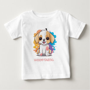Camiseta Para Bebê Cãozinho com manchas coloridas