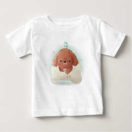 Camiseta Para Bebê Cãozinho com pássaro e osso