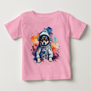 Camiseta Para Bebê Cãozinho de astronauta do espaço bonito