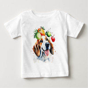 Camiseta Para Bebê Cãozinho e frutas bonitos