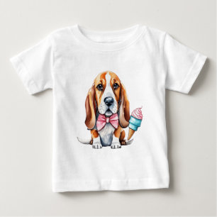 Camiseta Para Bebê Cãozinho e frutas bonitos