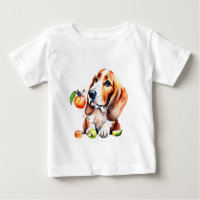 Cãozinho e frutas bonitos