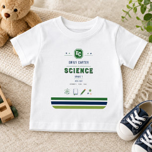 Camiseta Para Bebê Capa Personalizada de Escola de Ciência Verde Mari