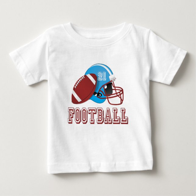 Camiseta Para Bebê Capacete de futebol e bola (Frente)