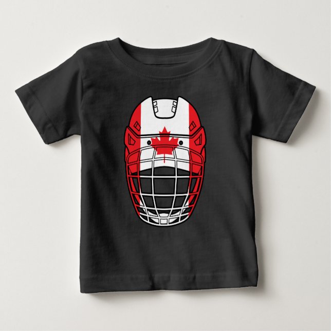 Camiseta Para Bebê Capacete de Hóquei no Gelo - Canadá (Frente)