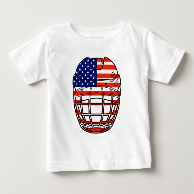 Camiseta Para Bebê Capacete de Hóquei no Gelo - EUA (Frente)