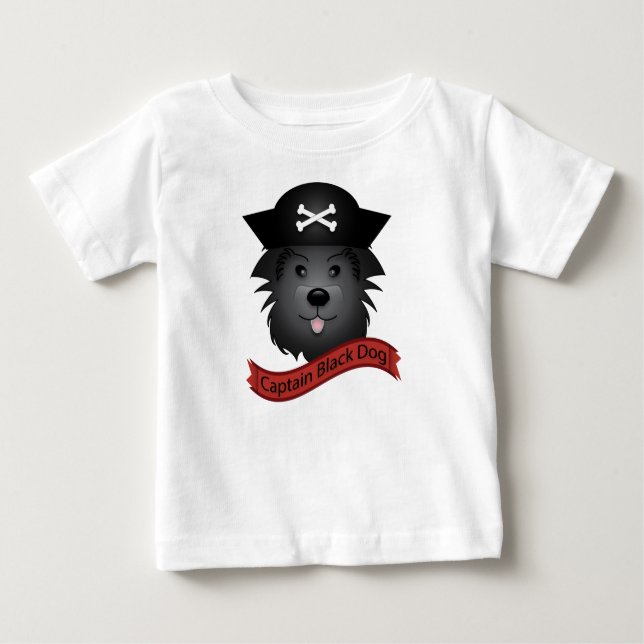 Camiseta Para Bebê Capitão Black Dog - Baby Fine Jersey T-Shirt  (Frente)