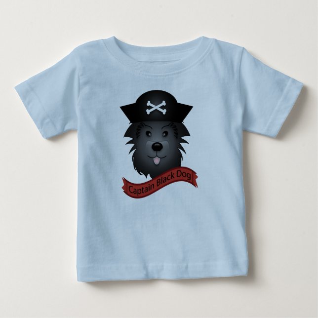 Camiseta Para Bebê Capitão Black Dog - Baby Fine Jersey T-Shirt  (Frente)
