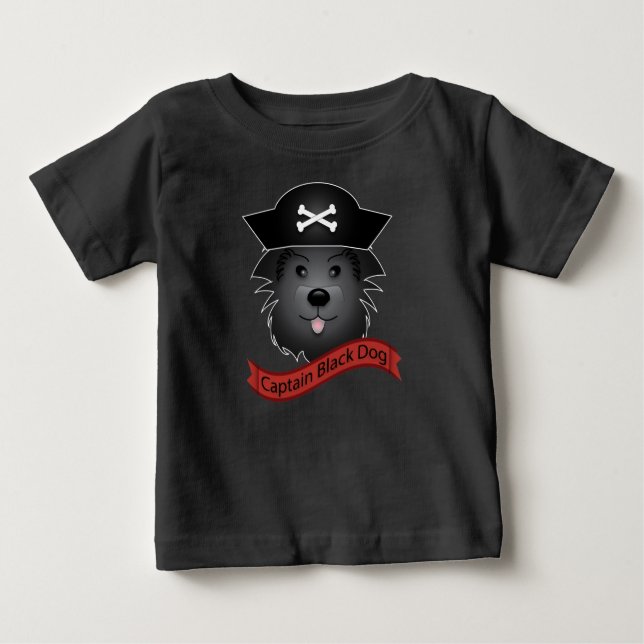 Camiseta Para Bebê Capitão Black Dog - Baby Fine Jersey T-Shirt  (Frente)