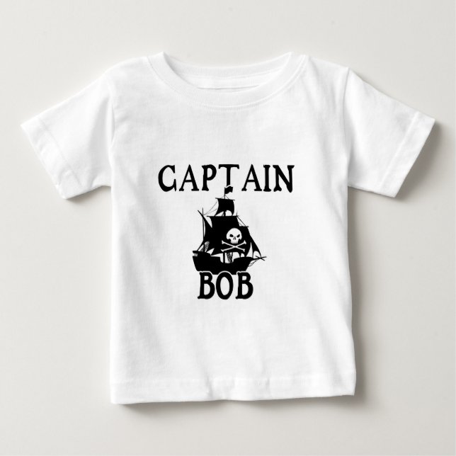 Camiseta Para Bebê Capitão Bob (navio pirata) (Frente)