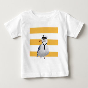 Camiseta Para Bebê Capitão Seagull Yellow Stripes