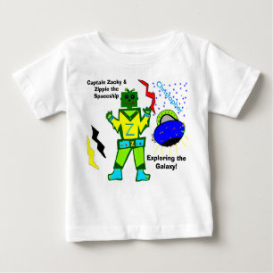 Camiseta Para Bebê Capitão Zacky Green Robot Zippie