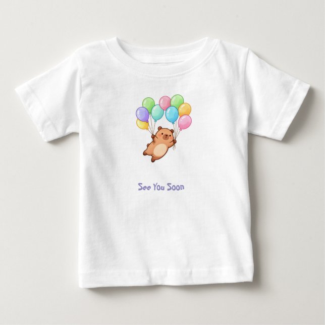 Camiseta Para Bebê Capivara Fofa com Balões – Até Breve (Frente)