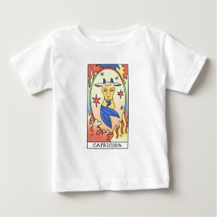 Camiseta Para Bebê Capricórnio - Sinal Zodiac - Abstrato Art Vintage