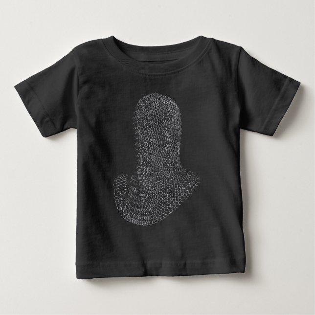 Camiseta Para Bebê Capuz de Guerreiro de Malha de Aço (Frente)