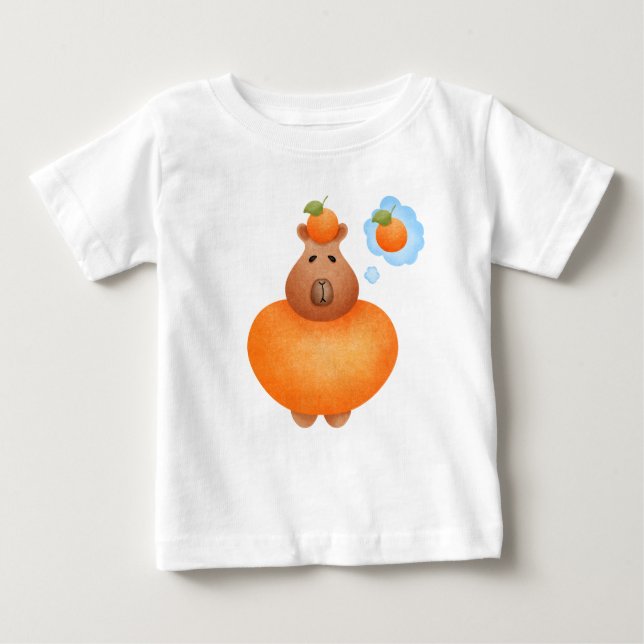 Camiseta Para Bebê Capybara e a laranja mais engraçada (Frente)